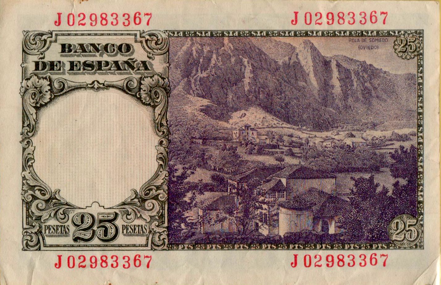 Spain 25 1946 VF+ P-130